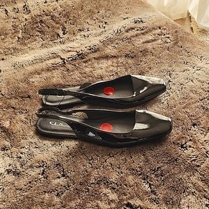 Ladies black patten sandals